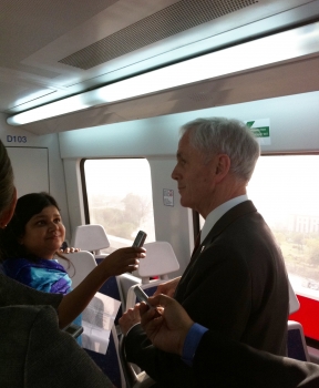 Secretary Bryson rides New Delhi's new Metro Airport Express line