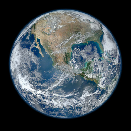 Image description: This high-resolution image of the Earth was taken from the Visible/Infrared Imager Radiometer Suite aboard NASA&#8217;s most recently launched Earth-observing satellite - Suomi NPP. This composite image uses a number of shots of the Earth&#8217;s surface taken on January 4, 2012.
Suomi NPP is NASA&#8217;s next Earth-observing research satellite. It is the first of a new generation of satellites that will observe many facets of our changing Earth.
Suomi NPP is carrying five instruments on board. The biggest and most important instrument is The Visible/Infrared Imager Radiometer Suite or VIIRS.
 Read more about NASA&#8217;s Suomi NPP.
Photo by NASA