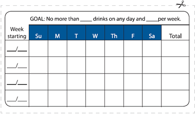  4-week drinking tracker card 