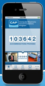 An image of the CAP mobile app on a smartphone.