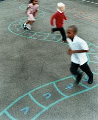 Photo: Students running on playground