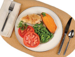 photo of dinner plate with vegetables