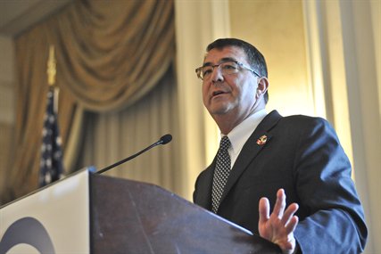 U.S. Deputy Defense Secretary Ashton B. Carter delivers remarks to attendees of the North American Forum conference in Ottawa, Ontario, Oct. 13, 2012. 