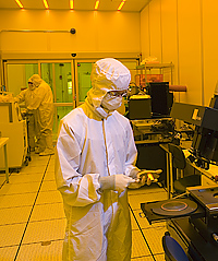 researcher working in nanofab facility