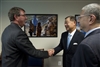 Deputy Secretary Carter greets Taiwan's Representative to the U.S. Yuan and Vice Minister of Defense Yang 