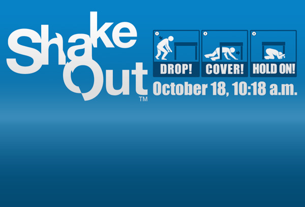 ShakeOut - Drop! Cover! Hold on! October 18, 10:18am