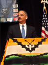 Photo of U.S. Attorney General Eric H. Holder, Jr. at the 12th National Indian Nations conference.