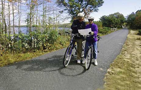 Family bicycling on the Cape Cod Rail Trail