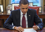 President Barack Obama fills out his 2010 Census form