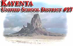 Kayenta Unified School District Logo and photo of rock formation