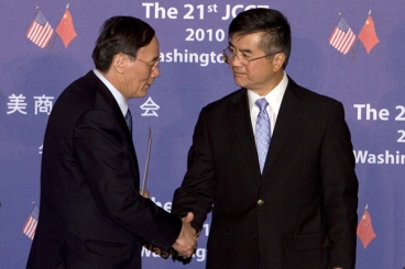 Wang and Locke shaking hands