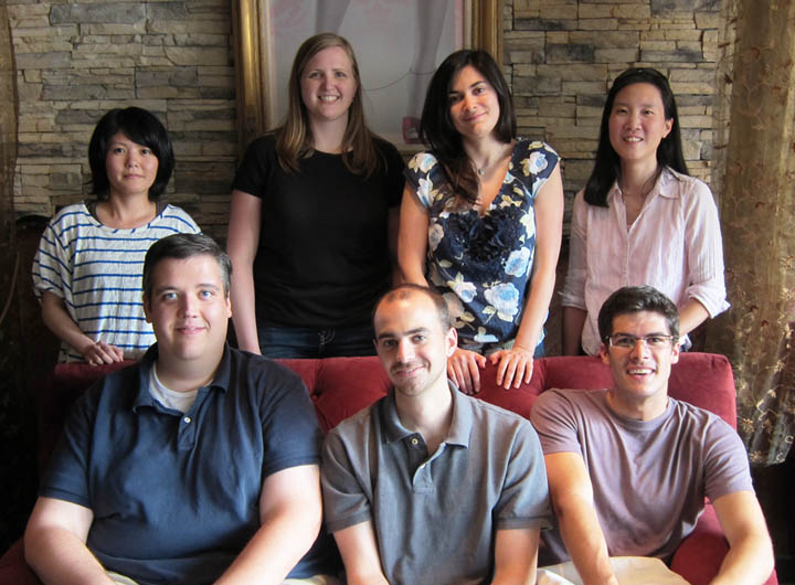 July 2011: (left to right, top) Madoka Chinen, Leah Matzat, Nellie Moshkovich, Elissa Lei (bottom) Patrick Boyle, Ryan Dale [LCDB Bioinformatician], Matthew King