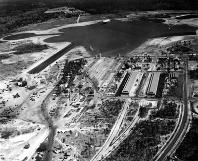 Aerial View of Hangar 1 Under Construction