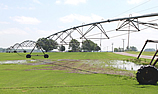 Large irrigation sprinkler on field