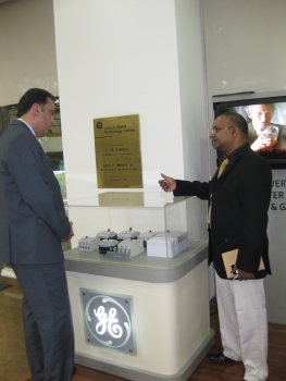 Assistant Secretary Camunez with one of the Research Directors at the GE Jack Welch Technology Center in Bangalore, India.