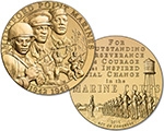 Image shows obverse and reverse of The Montford Point Marines Bronze Medal