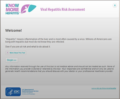 A screen shot of the Hepatitis Risk Assessment