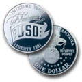 1991 USO 50th Anniversary Silver Dollar