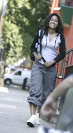 teen girl walking in the city