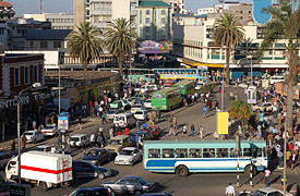 Aerial view of street in Kenya