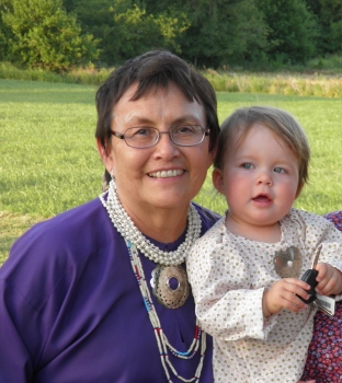 Jan Jacobs at the I’n-lon-shka dances with her granddaughter