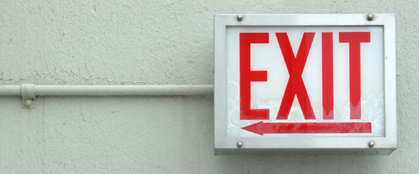 Close up image of an exit sign