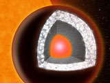 An illustration of an exoplanet with a diamond crust.