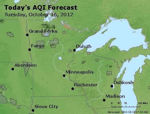 AQI Forecast - http://www.epa.gov/airnow/today/forecast_aqi_20121016_mn_wi.jpg