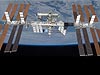 The International Space Station in space with Earth in the background
