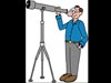 Cartoon of Dr. Marc Rayman looking through a telescope