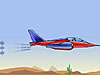 A drawing of a jet flying above a desert, with arrows pointing away from the jet