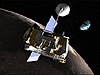 A drawing of the LRO spacecraft in orbit