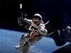 An astronaut floating in space