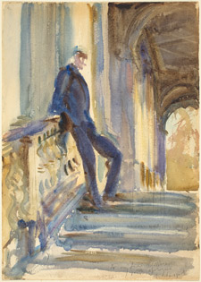 Image: John Singer Sargent, Sir Neville Wilkinson on the Steps of the Palladian Bridge at Wilton House, 1904/1905, watercolor over graphite on wove paper, National Gallery of Art, Washington, Joseph F. McCrindle Collection