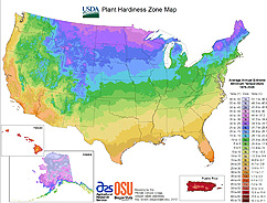 Photo: The new USDA Plant hardiness Zone Map. Link to map.