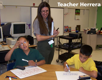 Teacher Blanche Herrera in her classroom in the El Paso School District