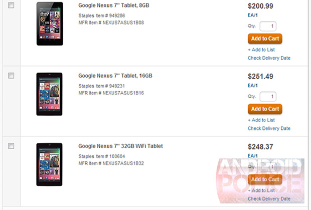 32GB Nexus 7 surfaces on Staples' business portal, roughly matches 16GB model's price