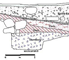 (photo) Diagram of soil layers and the families who used them. (University of Maryland)