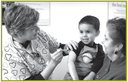 Young boy getting vaccinated