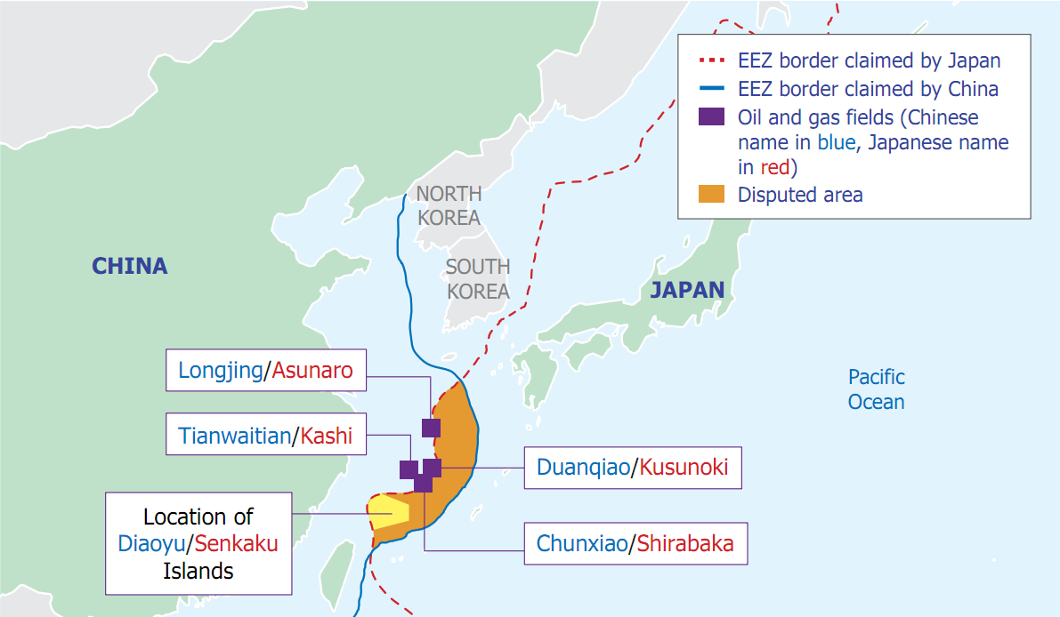 Map of East China Sea dispute