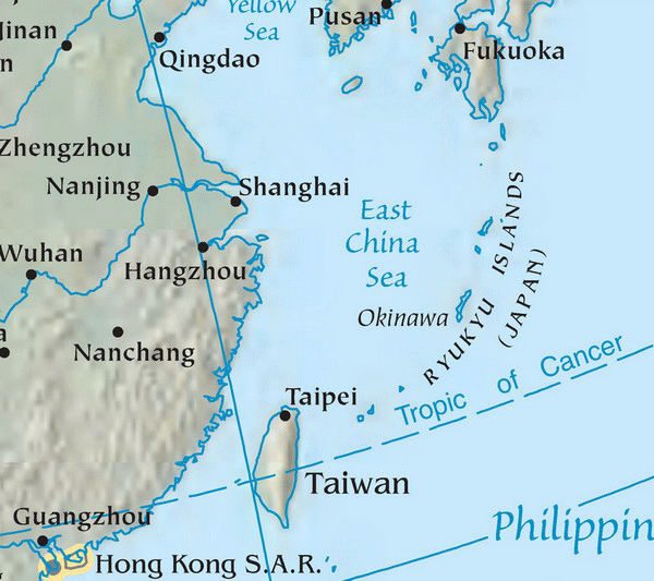 Map of East China Sea