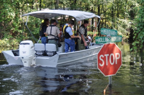 FEMA surveyors in boat