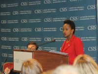 Date: 09/18/2012 Location: Washington, DC Description: Assistant Secretary for International Organization Affairs Esther Brimmer delivering remarks at the Center for Strategic and International Studies on UNGA 67 and U.S. Multilateral Priorities.

 - State Dept Image