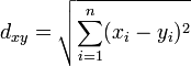 Formula for Euclidean distance