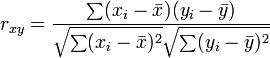 Formula for Pearson correlation