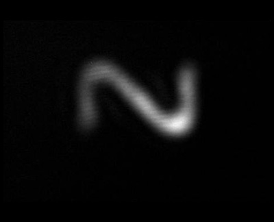 still from movie showing NIST logo being amplified and de-amplified