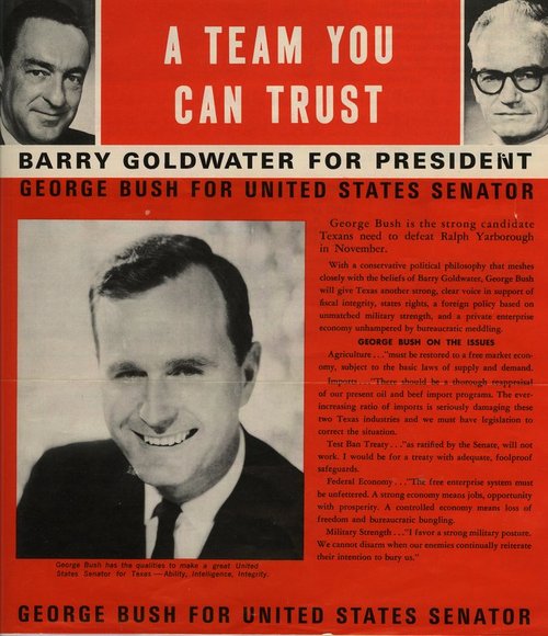 
Barry Goldwater for President. George Bush for United States Senator.

1964 GOP campaign flyer. 