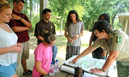 The National Forests in Florida hosted Native American teenagers from the Florida Indian Youth Program on the Apalachicola National Forest.