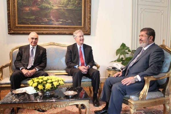Deputy Secretary Burns meets with Egyptian Foreign Minister Mohamed Kamal Amr, left, and Egyptian President Mohammed Morsi in Cairo.