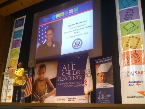 Assistant Secretary Esther Brimmer delivers remarks on International Literacy Day 2012, at the Ronald Reagan Building , Washington, DC, September 7, 2012.
